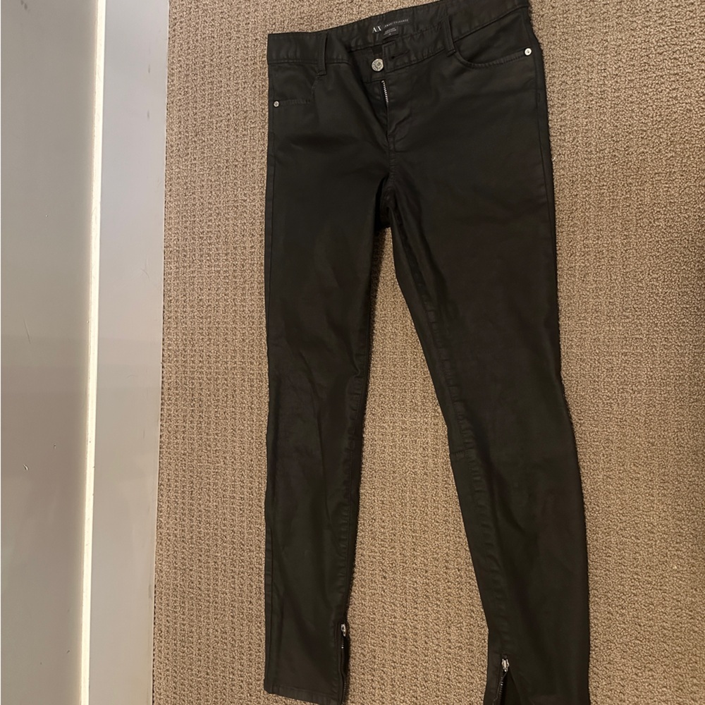 Women’s Armani Exchange Waxed Black Jeans